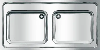 KWC Aquarotter Gewerbespüle, MAXIMA, Edelstahl, 2 Becken, 1200x432x600 mm, 2000057702 2000057702