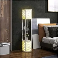 HOMCOM Stehlampe 40 W Standlampe mit E27 Sockel, 2 Ablagen, mit Doppellicht, LED, Halogenlampen, Glühbirnen, warm, exkl. Leuchtmittel, für Wohnzimmer, Schlafzimmer, Hellgrau
