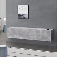 en.casa Hängeschrank »Evaton« mit 2 Klappen 140 x 33 x 30 cm Betonoptik