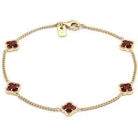 Kuzzoi Silberarmband Kleeblatt Emaille 925 Sterling Silber vergoldet