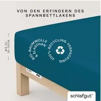 Schlafgut Spannbettlaken PURE Bio-Baumwolle mit Elasthan, 170 g/m², Bettlaken, Spannbetttuch, Jersey, Gummizug: rundum, (1 Stück), PREMIUM Laken für Matratzen bis 30cm Höhe, dehnbar blickdicht, straff