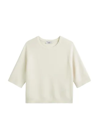 Marc OPolo DENIM - DfC Kurzarm-Strickpullover loose creamy white - Gr. - XS