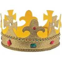 Funny Fashion Kostüm Goldene Glitzer Krone mit Edelsteinen, Königskron
