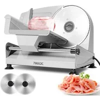7MAGIC Allesschneider Elektrische Brotschneidemaschine mit Ø 190 mm Edelstahlmesser, 200,00 W, mit stufenlos einstellbarer Schnittstärke (0–15 mm), Metallgehäuse