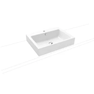 Kaldewei Puro Aufsatzwaschtisch 900706013001 3157, 60x46x12cm, weiss Perl-Effekt, 1 Hahnloch