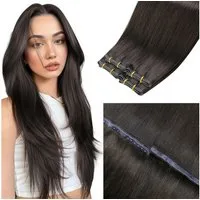 LuxusKollektion Echthaar-Extension Haarverlängerungen Echthaar Braun 45cm-50G 1.3-butterfly weft-#2