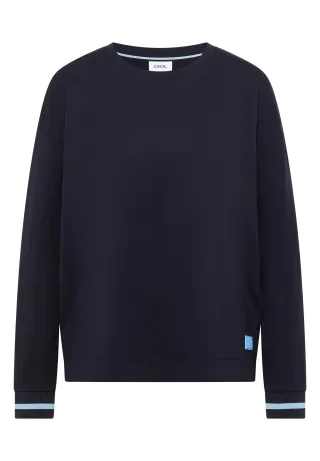 CECIL - Langarm Shirt mit Rundhals und Streifendetail urban dark blue - Gr. - S