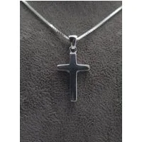 NAHLE Kette mit Anhänger Kreuz Silberkette Kreuz Kette (inkl. Schmuckbox), 925 Silber / rhodiniert