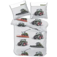 Träumschön Bettwäsche Biber 135x200 cm, FENDT Traktor & Mähdrescher aus 100% Baumwolle, Baumwolle, 2 teilig, mit Reißverschluss, 100% Baumwolle, kuschelig warm im Winter