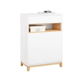 SoBuy Kommode, Weiß, Natur, Holzwerkstoff, Holz, Bambus, 60x85x34 cm, Wohnzimmer, Kommoden & Sideboards, Kommoden