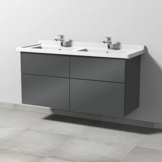 Sanipa 3way Waschtischunterbau zu Duravit Starck 3 Waschtisch mit 4 Auszügen, Anthrazit-Glanz SF71379