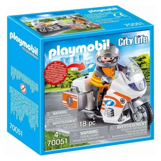 PLAYMOBIL City Life 70051 Notarzt-Motorrad mit Blinklicht Ab 4 Jahren