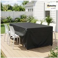 Outsunny Gartenmöbel-Schutzhülle Winddicht Abdeckhaubeaus 420D Oxford Gewebe (Winterfest Wasserdicht Abdeckung, 1-St., Anti-UV Abdeckplane), für Gartentische Terrassenmöbel Stapelstühle 180x120x74cm Schwarz