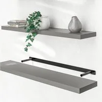 Casaria Wandboard, Grau Hängeregal mit Halterung 15kg Tragkraft Küche Matt 110cm