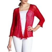 Caspar Strickjacke STJ022 angenehm leichter Damen Sommer Bolero mit 3/4 Arm