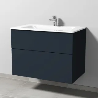 Sanipa 3way Glas-Set Glas-Waschtisch und Unterbau mit 2 Auszügen, Marine-Matt SP2021R