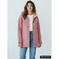 Dry Fashion Softshellmantel Büsum Damen Softshelljacke Fleece-Innenfutter - Mantel Jacke Outdoor Atmungsaktiv, Verstellbare & abnehmbare Kapuze, 2-Wege-Reißverschluss