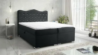 Boxspringbett Schlafzimmerbett SULTAN New in Stoff Velvet X Schwarz 220x200cm