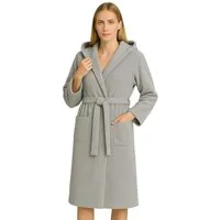 BARBONS Damenbademantel Barbons Bademantel Damen, Morgenmantel Baumwolle mit Kapuze, Kapuze, Bindegürtel, Taschen, Gürtel, Langform, Walkfrottee, Kapuze, Gürtel, 2 Taschen