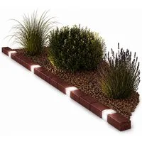 HTI-Living Beetbegrenzung Beeteinfassung 930 cm Ziegelstein mit Beleuchtung, LxH: 23.3x4.5 cm, Set, 40 Module inkl. Solarbeleuchtung, Zierzaun Beetumrandung Beetbegrenzung