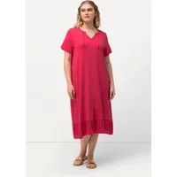 Ulla Popken Jerseykleid Jersey-Midikleid A-Linie Tunika-Ausschnitt Halbarm