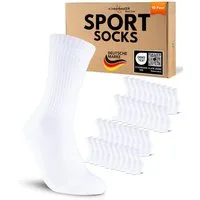 sockenkauf24 Sportsocken 10 Paar Tennissocken Damen & Herren Atmungsaktive Crew Socken (20-Paar) verstärkte Ferse & Fußspitze, gepolsterte Sohle, klimaregulierend