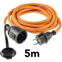 ChiliTec CHILITEC Gummi Schutzkontaktverlängerung, IP44, 5 m, orange Verlängerungskabel
