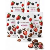 PATISLOVE Schokolade Patislove Berry Mix Dragees, Beeren-Mix in 3 Schokoladensorten, 60g, Gefriergetrocknete Beerenmischung, Überzug aus 3 Schokoladensorten