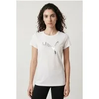 PUMA T-Shirt ESS METALLIC TEE Regular Fit, sportlicher Stil, Rundhalsausschnitt, aus Baumwolle