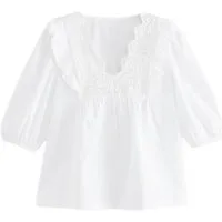 LAURA ASHLEY Hemdbluse Laura Ashley Bluse mit Lochspitze und Rüschen (1-tlg)