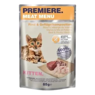PREMIERE Meat Menu Nassfutter Kitten Rind und Geflügelkomposition 24x85 g