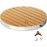 Outsunny Gartendusche mit einstellbar Fußrad, bis 4 m Fontänenhöhe (Aluminium Aussendusche, 1 St., Outdoor Bodendusche), Ø70,5 cm, Holzoptik, rutschfeste, Wetterfest, für Pool Sauna