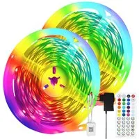 ZMH LED-Streifen 30m Streifen - Bluetooth Dimmbar mit Fernbedienung für Whonzimmer, 2*15M, Music Sync mit Ferbedienung RGB Esszimmer Flur