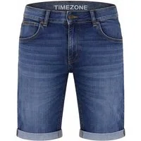 TIMEZONE Jeansshorts Gerader Schnitt Klassischer Denim Look Kontrastnähte (1-tlg) Slim ScottyTZ Short