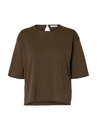 SELECTED WOMEN - SLFTOLEDO 2/4 KNIT O-NECK NOOS chocolate chip - Gr. - M