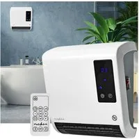 Nedis Heizlüfter Wandheizlüfter 2000W, IP22 Bad-Heizung mit Fernbedienung, Weiß, Keramik-Wandheizlüfter mit IP22 Schutz fürs Bad bis 20m²