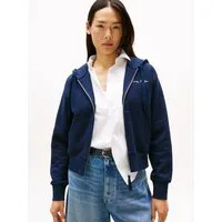 Tommy Hilfiger Sweatjacke SCRIPT REG PIQUE ZIP-UP HOODIE mit Tommy Hilfiger Script Logo-Schriftzug