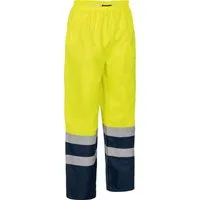 vizwell Regenhose Warnschutz Hose in warnorange warngelb mit elastischen Taillenbund bequeme Warnschutz Sicherheitshose, zertifiziert