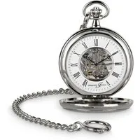 Hermann Jäckle Taschenuhr "Bayreuth", Skelett-Handaufzug, Mineralglas, 50 mm, inkl. Kette & Reiseetui – Klassische Herrenuhr im Vintage-Stil