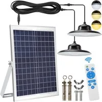 LMaxhome LED Solarleuchte Solar Pendelleuchte Dimmbar Hängelampe mit Fernbedienung Wasserdichte, 2 Lampen, 3000K/4500K/5000K, 25W LED fest integriert Solarlampen für Außen Innen