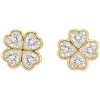 Suzan Gold Paar Ohrstecker Kleeblatt Ohrstecker 925 Sterling Silber Damen Zirkonia Ohrringe