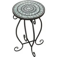 KOMFOTTEU Gartentisch Mosaik Beistelltisch, mit Metallgestell, Ø30cm