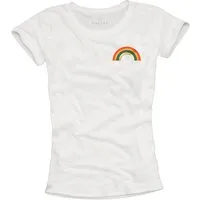 MAKAYA Print-Shirt mit Regenbogen Damen Vintage Regenbogenfarben Rainbow Top Modisch (Schwarz, Weiß, S, M, L, XL) aus Baumwolle