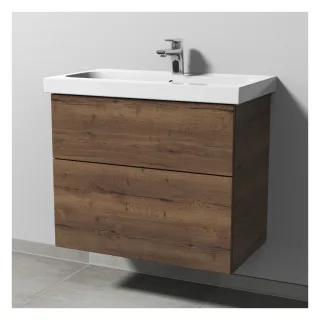 Sanipa 3way Waschtischunterbau zu Geberit iCon Light Waschtisch mit 2 Auszügen, Eiche-Tabak SM57250