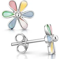 Materia Ohrstecker-Set Kinder Blume Ohrstecker bunt Perlmutt SO-92