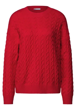 Street One - Kuscheliger Strukturpullover racing red - Gr. - 42
