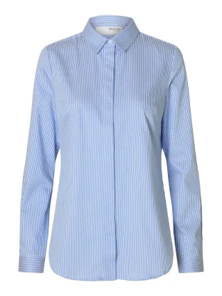SELECTED WOMEN - SLWROMIE LS STRIPED FITTED SHIRT NOOS Bright White - Gr. - 36