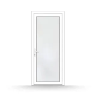 Nebeneingangstür 180 cm hoch, Kunststoff, 800 x 1800 mm, DIN links nach innen öffnend, Weiß, Modell Osnabrück, individuell nach Maß