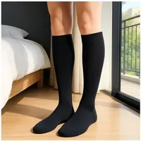 Casativo Kompressionsstrümpfe Reise-Kniestrümpfe Gr. M (39-43), Schwarz mit Stützfunktion 95% Nylon & 5% Elasthan mit Komfortbund/Kompressionsstrümpfe