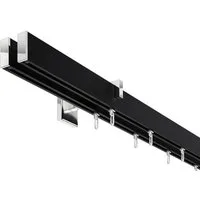 DécoProfi Innenlaufschiene Gardinenstange eckig SHORT 2-läufig, Wandträger, verschraubt, Aluminium / Zinkguss, Set komplett